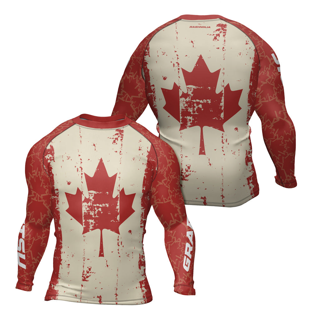 Rashninja Patriot Canada Flag Men's Long Sleeve Rash Guard