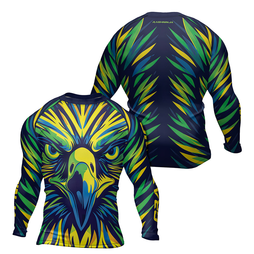 Rashninja Patriot Brazil Flag Men's Long Sleeve Rash Guard