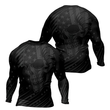 Rashninja Black Patriot Skull Men's Long Sleeve Rash Guard