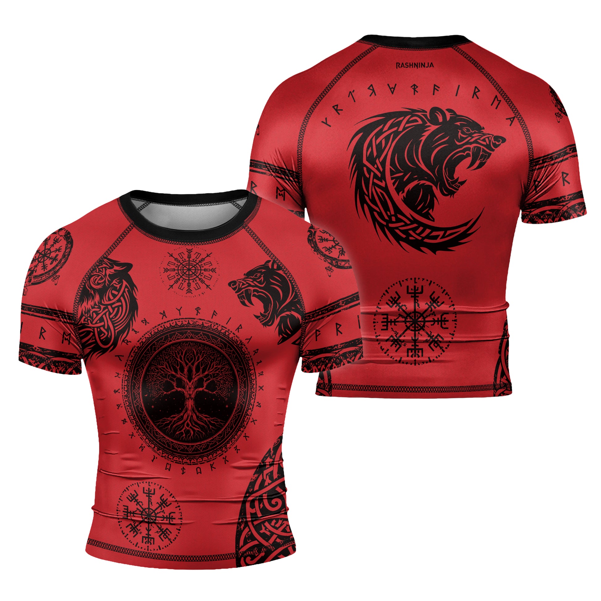 Rashninja Yggdrasil Bear Viking Men's Short Sleeve Rash Guard