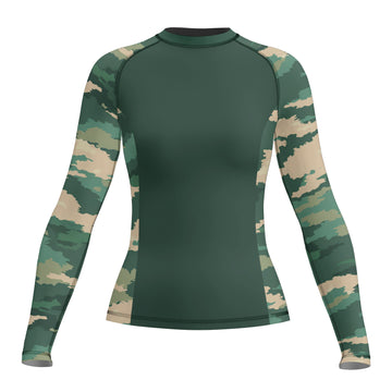 Rashninja Army Green Camouflage Women's Long Sleeve Rash Guard