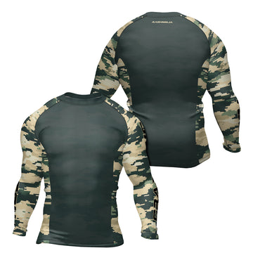 Rashninja Digital Green Camouflage Men's Long Sleeve Rash Guard