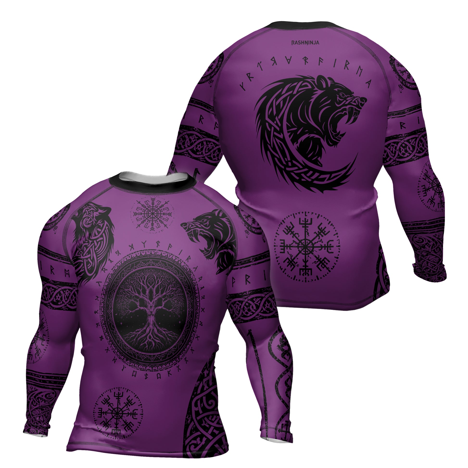 Rashninja Yggdrasil Bear Viking Men's Long Sleeve Rash Guard