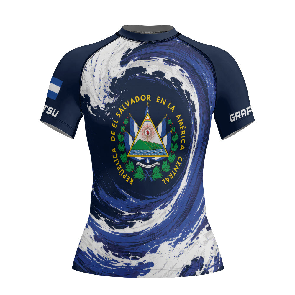 Rashninja Patriot El Salvador Flag Women's Short Sleeve Rash Guard