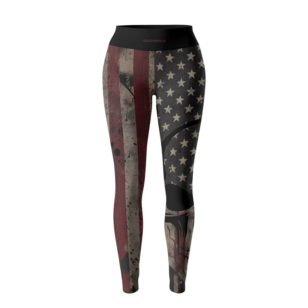 Rashninja Patriotic Skull Distressed Women's Leggings