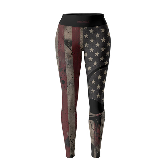 Rashninja Patriotic Skull Distressed Women's Leggings