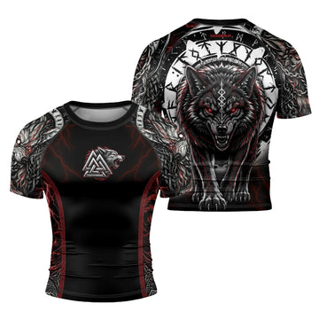 Rashninja Blood Fenrir Wolf Men's Short Sleeve Rash Guard