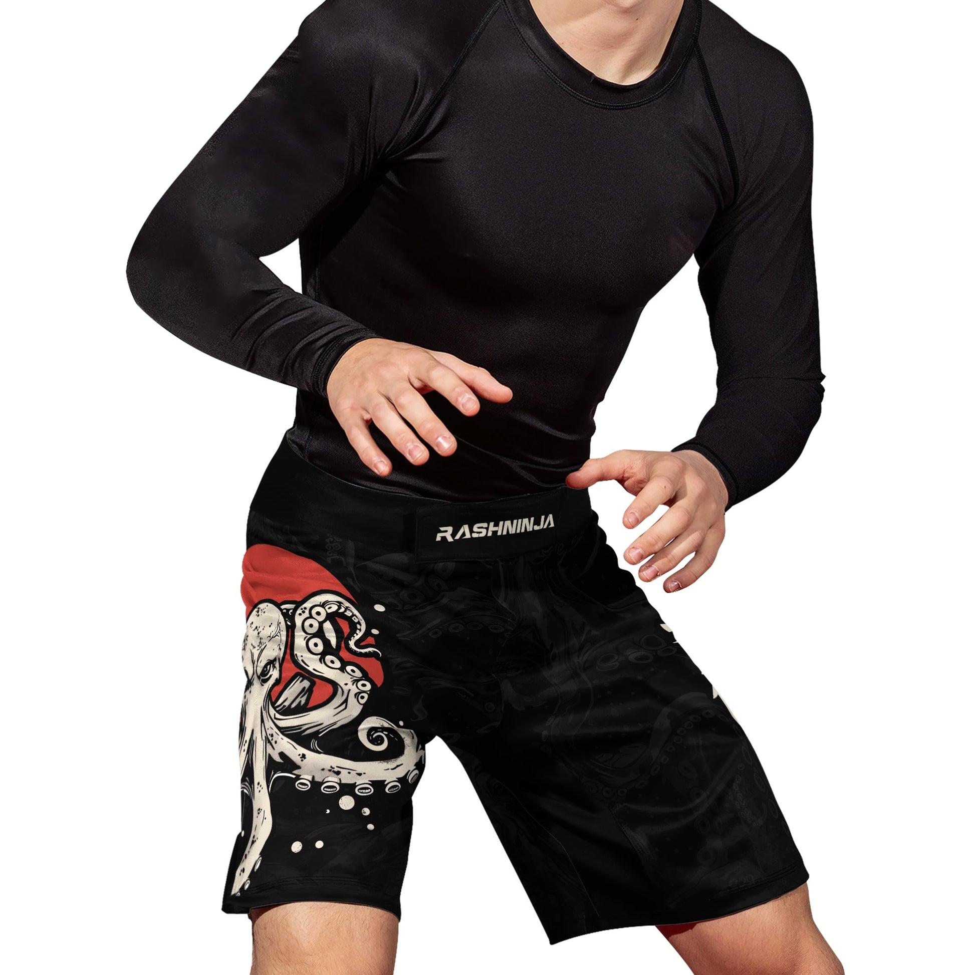 Rashninja Octopus Red Sun Men's Fight Shorts