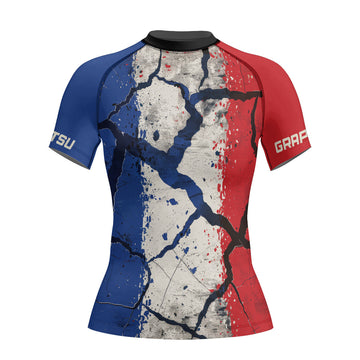 Rashninja Patriot France Flag Women's Short Sleeve Rash Guard