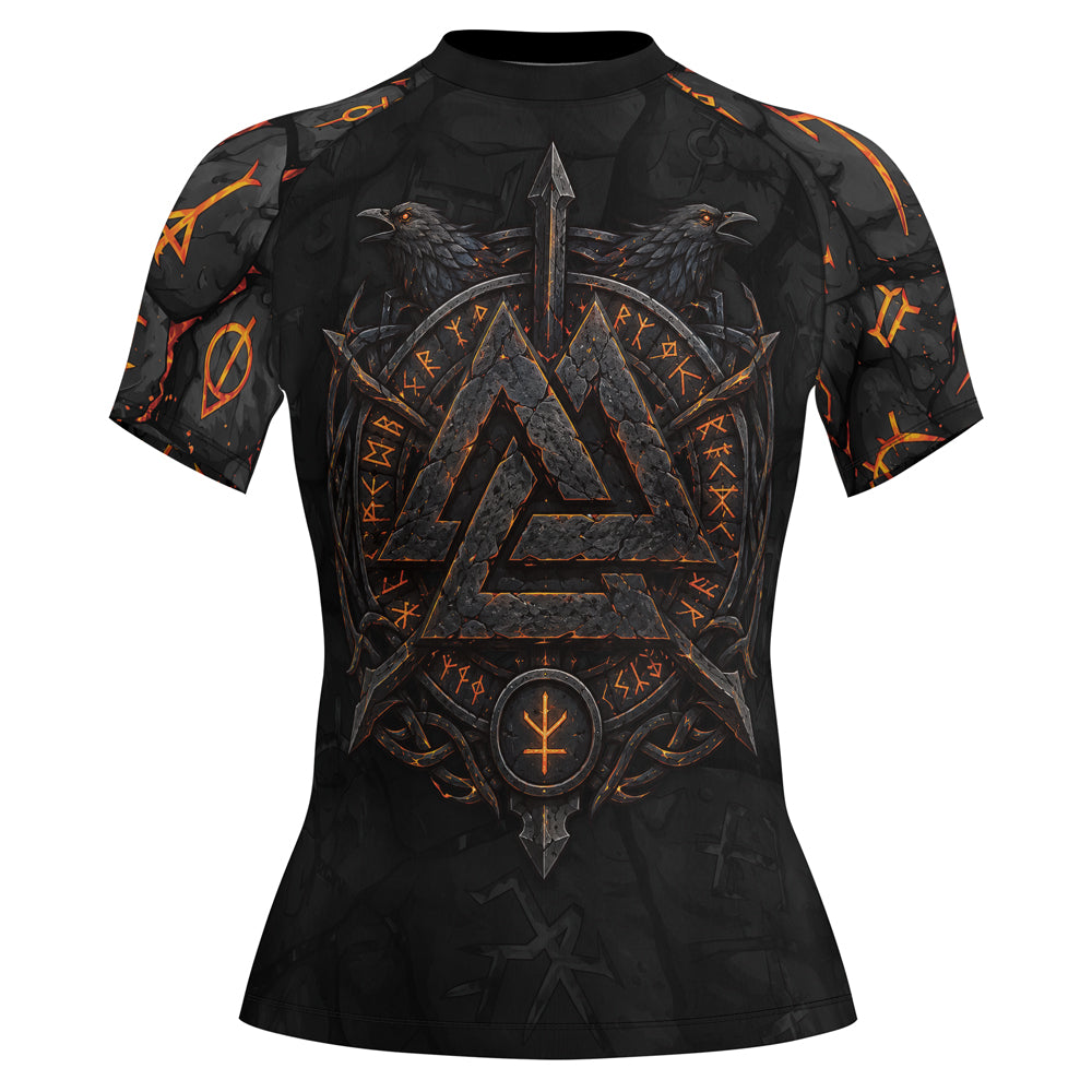 Rashninja Viking Raven Vegvisir Women's Short Sleeve Rash Guard