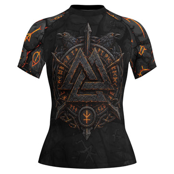 Rashninja Viking Raven Vegvisir Women's Short Sleeve Rash Guard