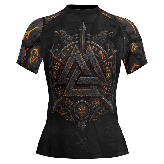 Rashninja Viking Raven Vegvisir Women's Short Sleeve Rash Guard