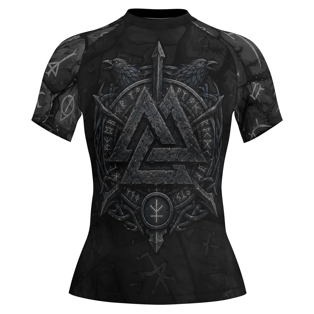 Rashninja Viking Raven Vegvisir Women's Short Sleeve Rash Guard
