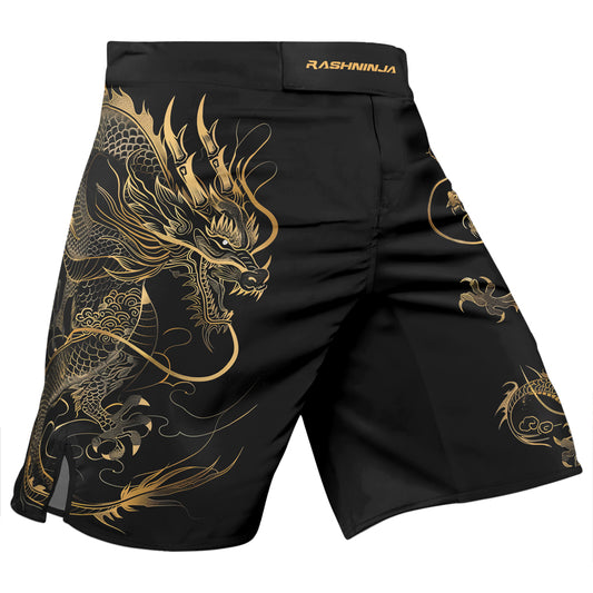 Rashninja Golden Dragon Black Men's Fight Shorts