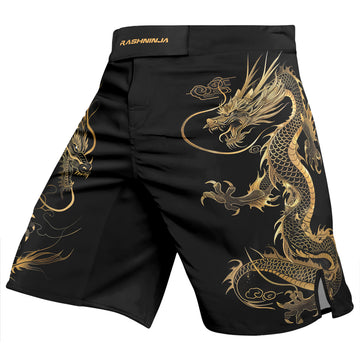 Rashninja Golden Dragon Black Men's Fight Shorts