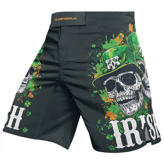 Rashninja Irish Leprechaun Skull Men's Fight Shorts