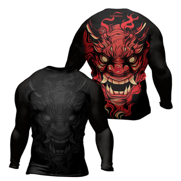 Rashninja Samurai Oni Flames Men's Long Sleeve Rash Guard