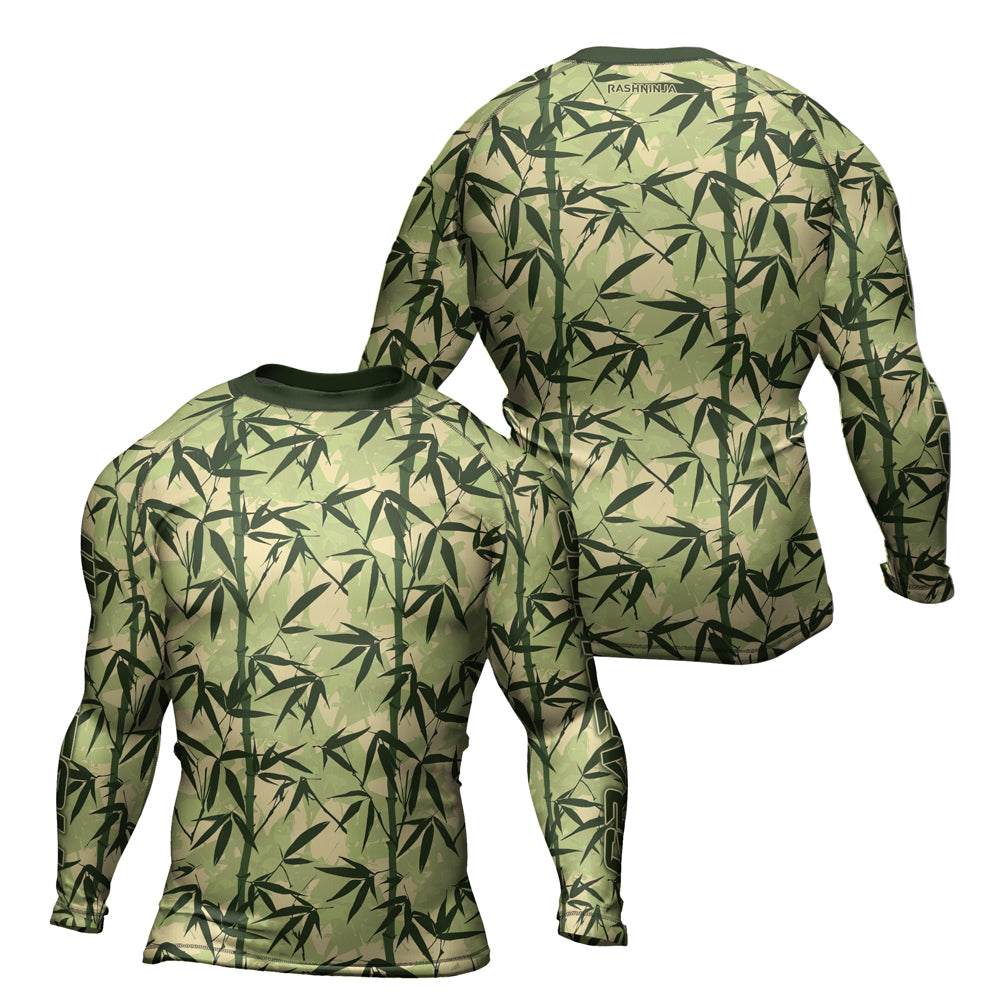 Bamboo Rash Guard Rashninja Camouflage Bamboo Leaf Blend Men's Long Sleeve Rash Guard