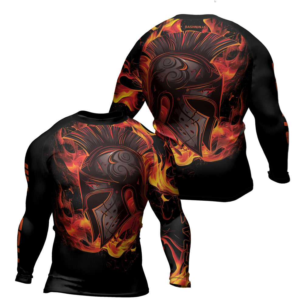 Rashninja Spartan Flame Helm Men's Long Sleeve Rash Guard