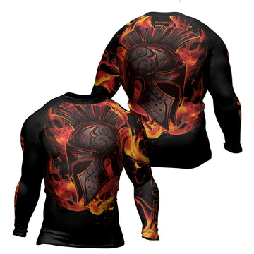 Rashninja Spartan Flame Helm Men's Long Sleeve Rash Guard