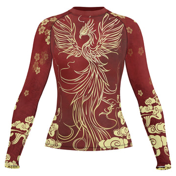 Rashninja Golden Phoenix Crimson Women's Long Sleeve Rash Guard