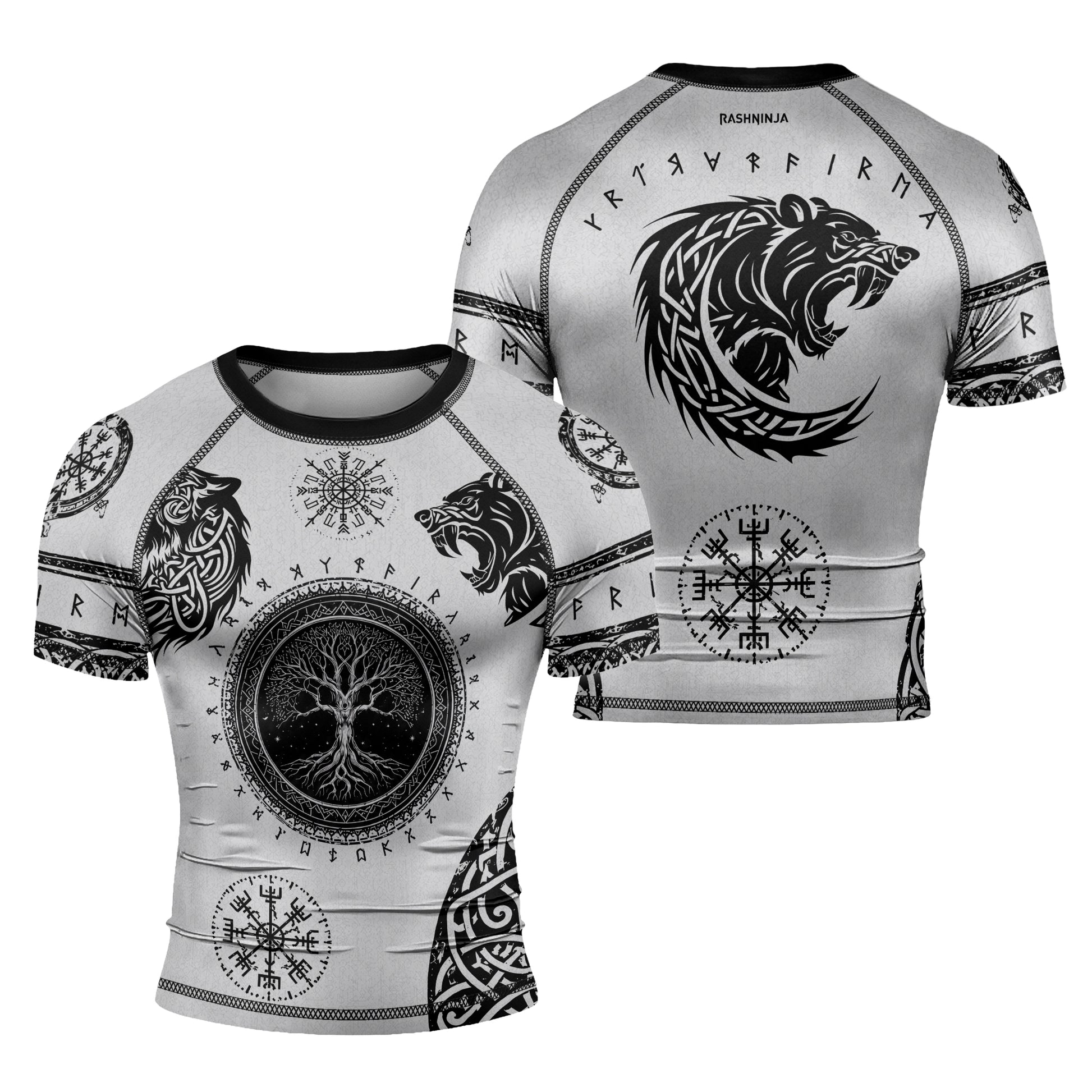 Rashninja Yggdrasil Bear Viking Men's Short Sleeve Rash Guard