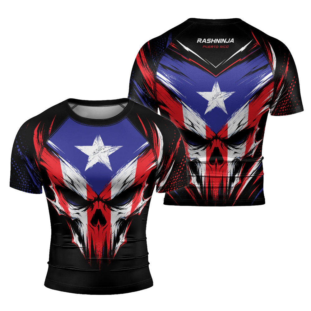 Rashninja Patriot Puerto Rico Flag Men's Short Sleeve Rash Guard