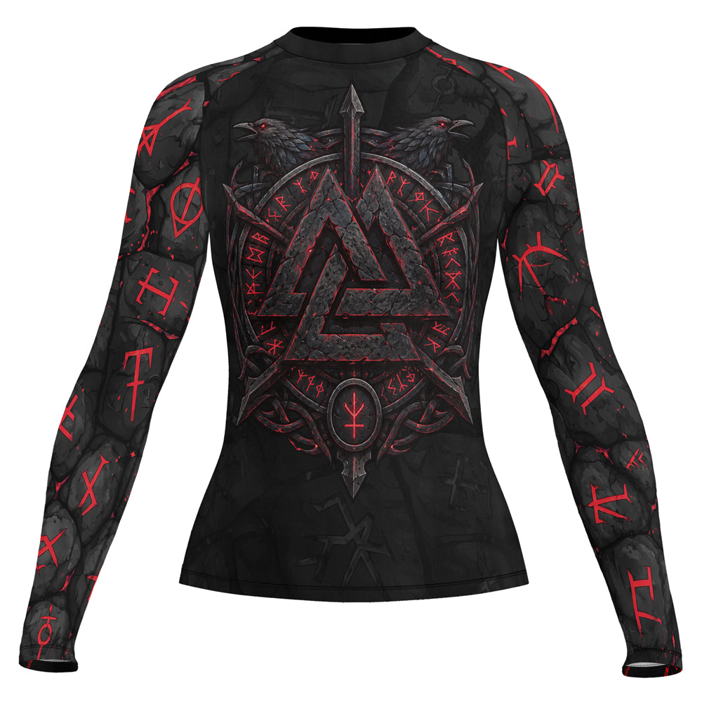 Rashninja Viking Raven Vegvisir Women's Long Sleeve Rash Guard
