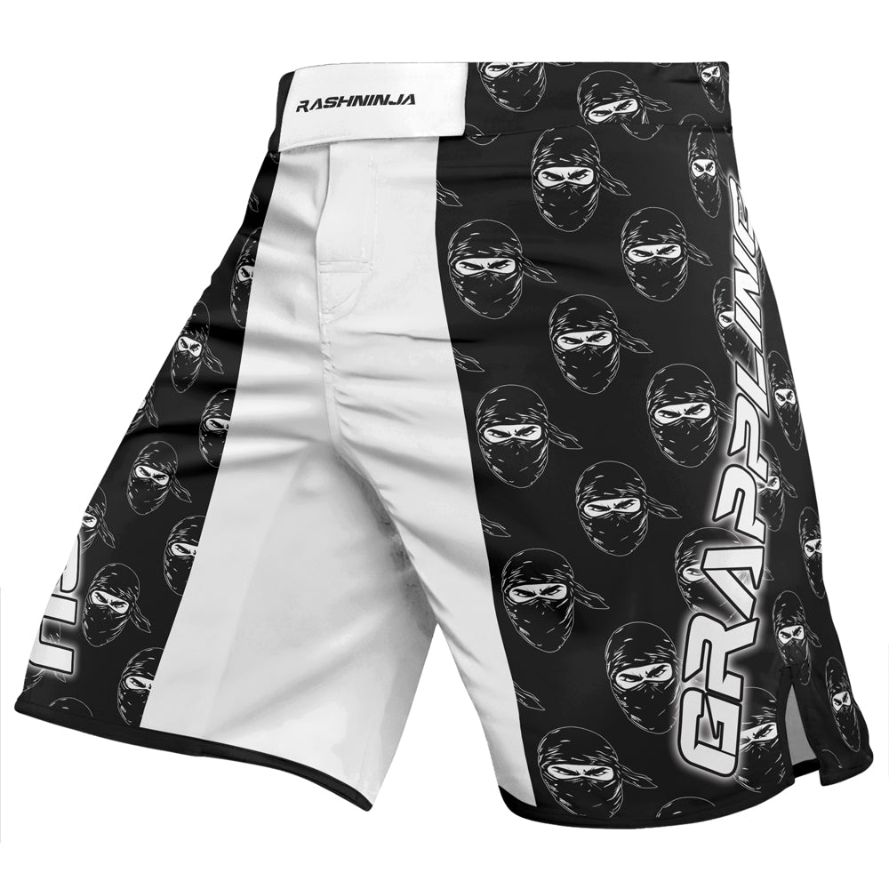 Rashninja Ninja Stealth Pattern White Men's Fight Shorts