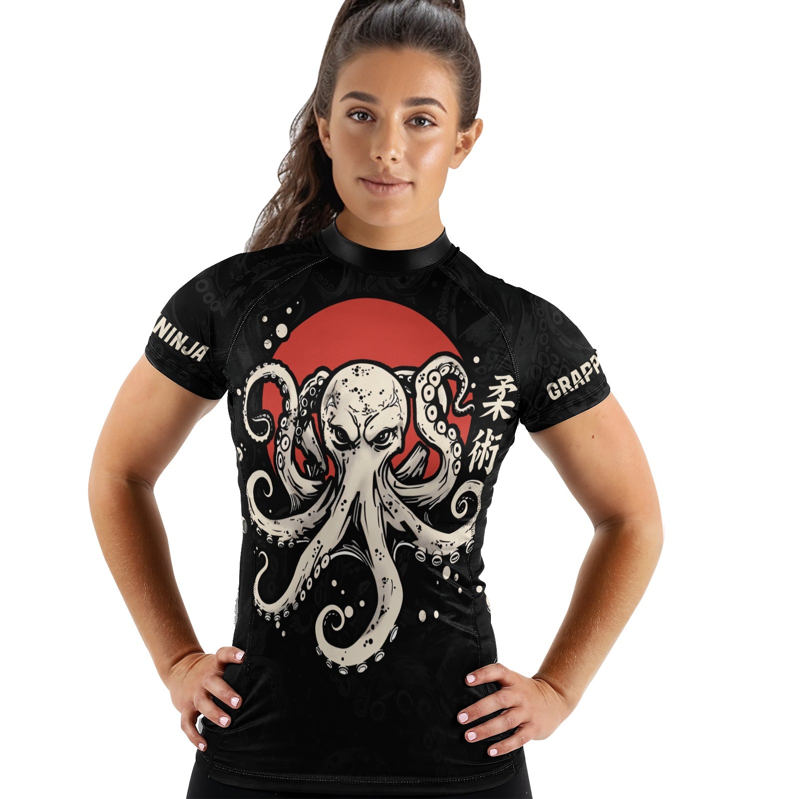 Rashninja Octopus Red Sun Women's Short Sleeve Rash Guard