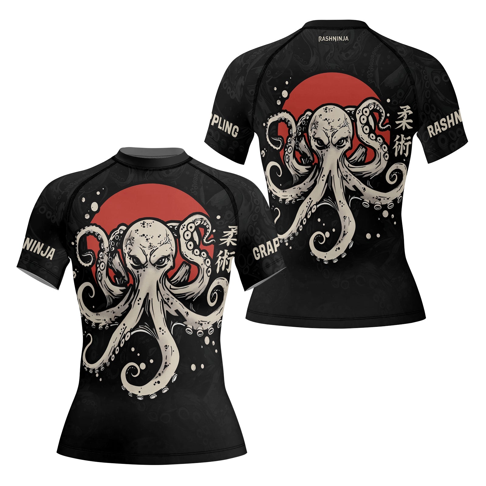 Rashninja Octopus Red Sun Women's Short Sleeve Rash Guard