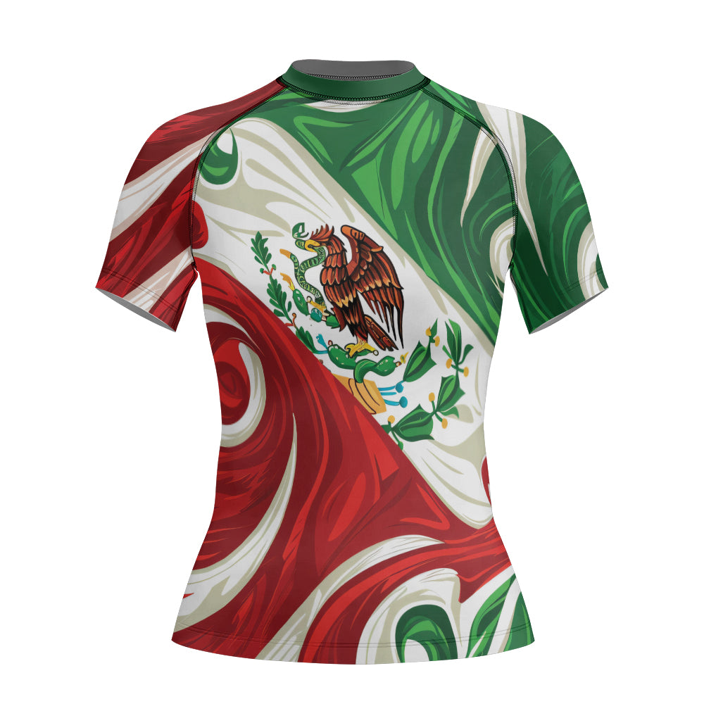 Rashninja Patriot Mexico Flag Women's Short Sleeve Rash Guard