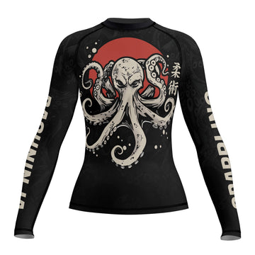 Rashninja Octopus Red Sun Women's Long Sleeve Rash Guard
