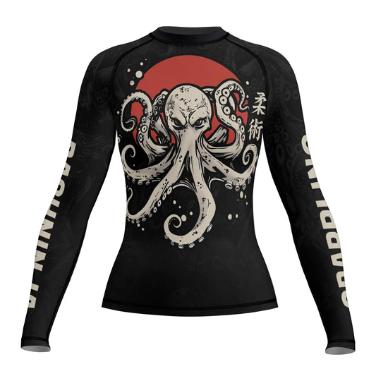 Rashninja Octopus Red Sun Women's Long Sleeve Rash Guard
