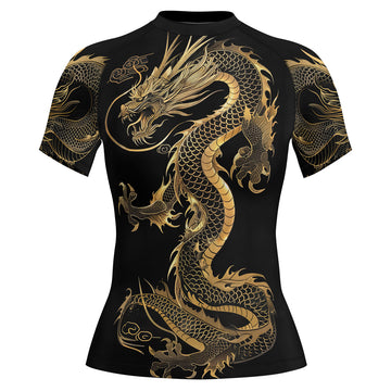 Rashninja Golden Dragon Black Women's Short Sleeve Rash Guard