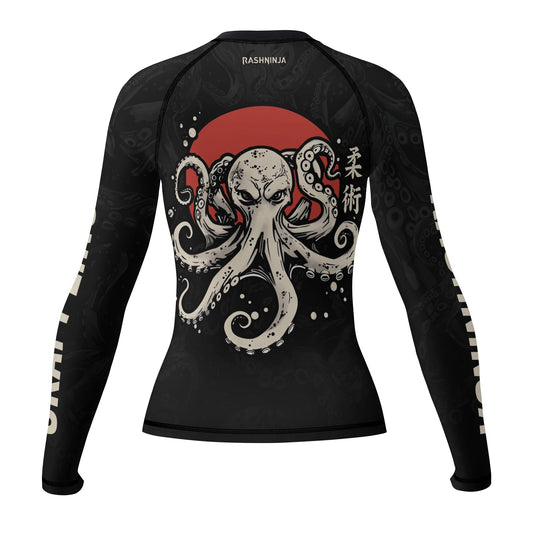 Rashninja Octopus Red Sun Women's Long Sleeve Rash Guard