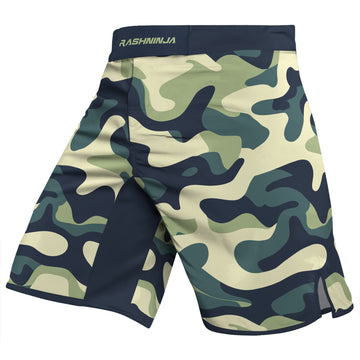 Rashninja Dark Green Camouflage Men's Fight Shorts