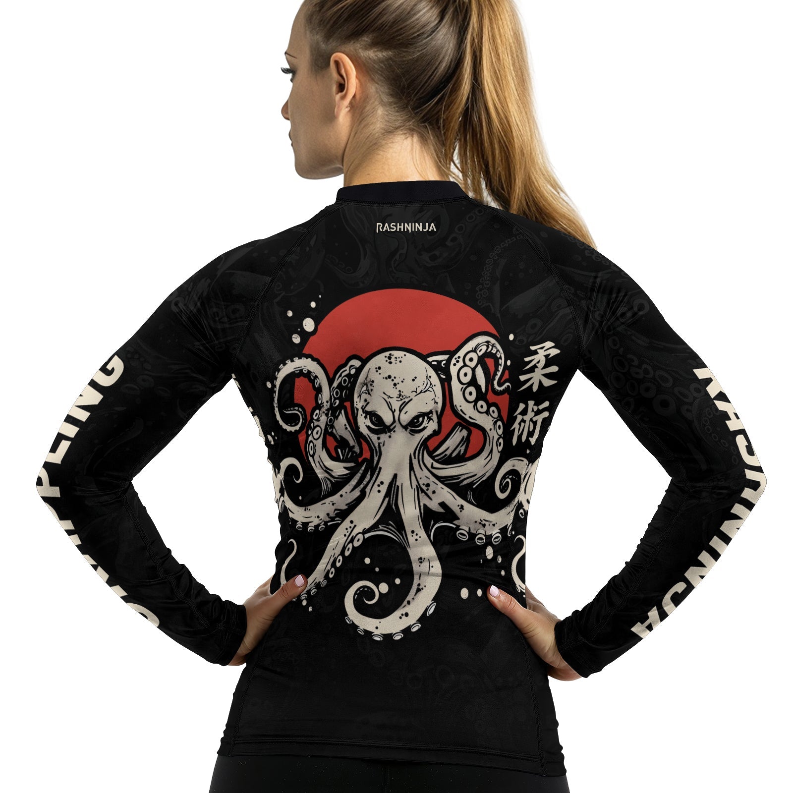 Rashninja Octopus Red Sun Women's Long Sleeve Rash Guard