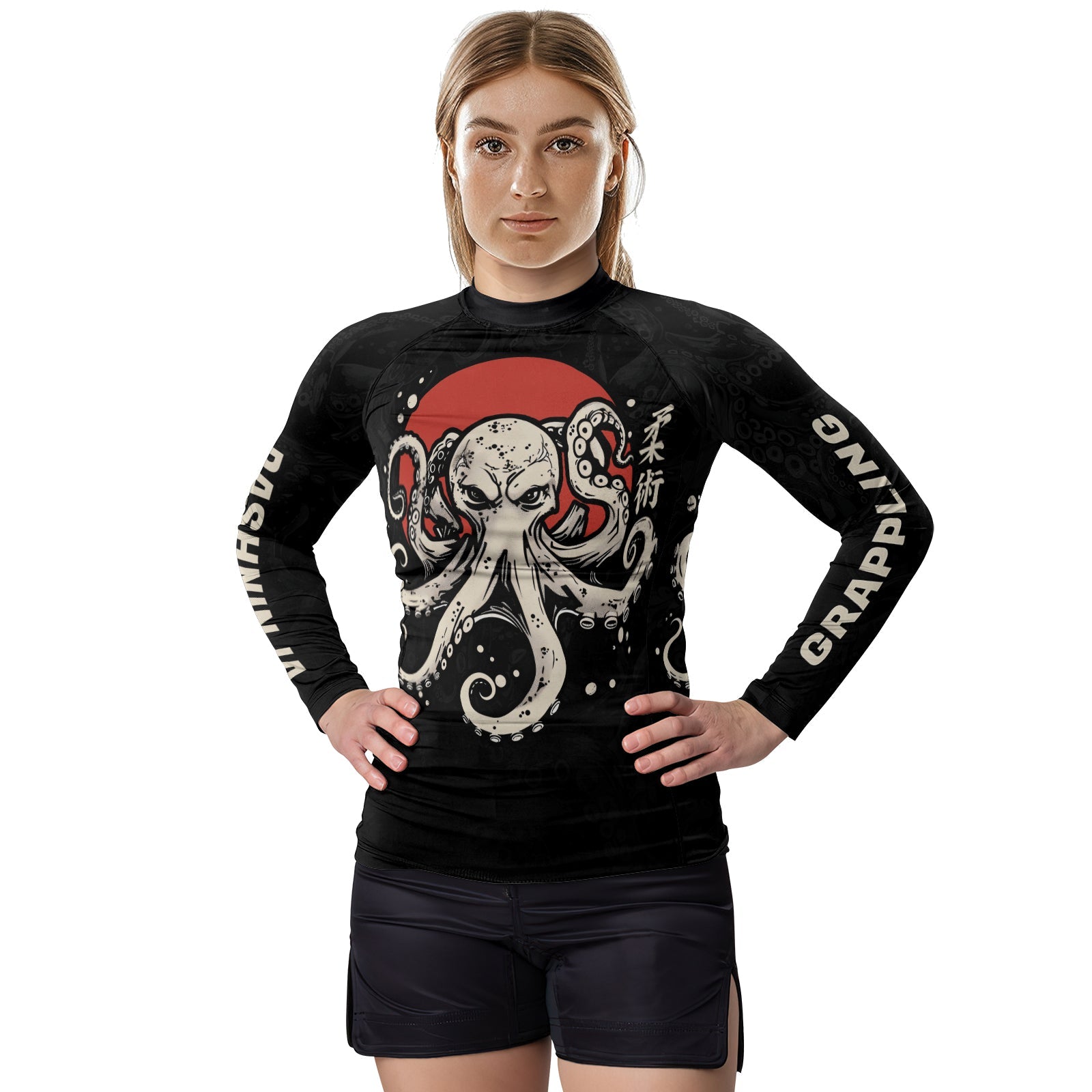 Rashninja Octopus Red Sun Women's Long Sleeve Rash Guard