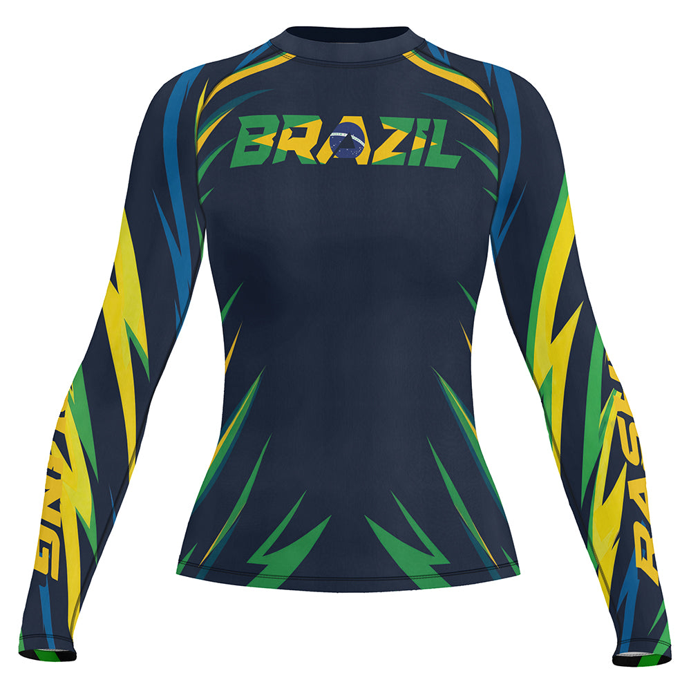 Rashninja Patriot Brazil Flag Women's Long Sleeve Rash Guard