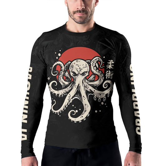 Rashninja Octopus Red Sun Men's Long Sleeve Rash Guard