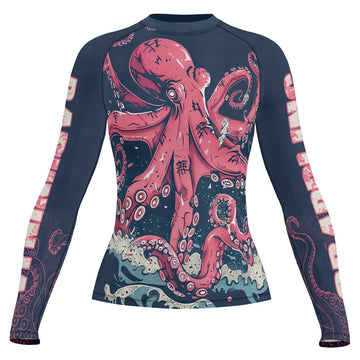 Rashninja Octopus Pink Kraken Women's Short Sleeve Rash Guard