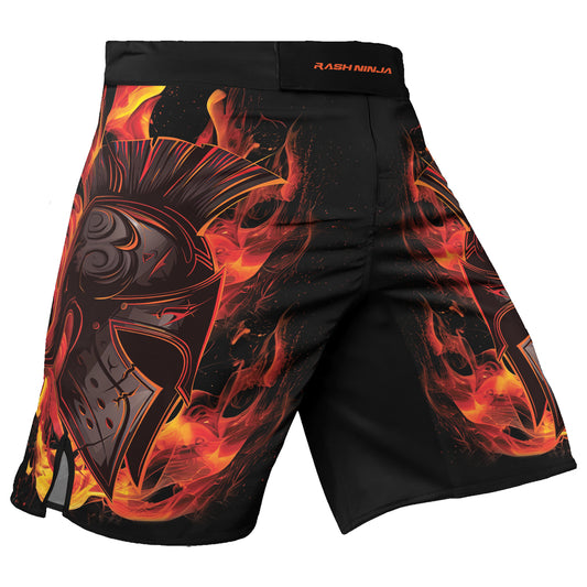 Rashninja Spartan Flame Helm Men's Fight Shorts