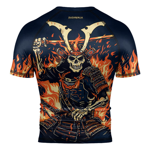 Rashninja Samurai Skull Inferno Men's Short Sleeve Rash Guard