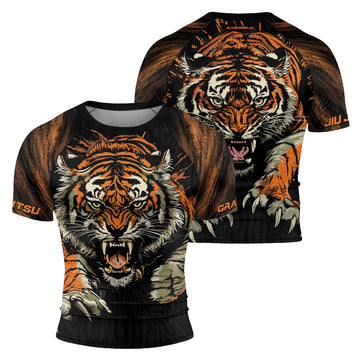 Rashninja Roaring Tiger Jungle Men's Short Sleeve Rash Guard