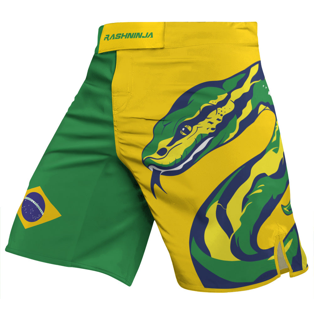 Rashninja Patriot Brazil Flag Men's Fight Shorts