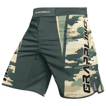 Rashninja Digital Green Camouflage Men's Fight Shorts