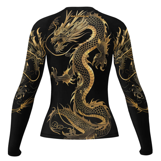 Rashninja Golden Dragon Black Women's Long Sleeve Rash Guard