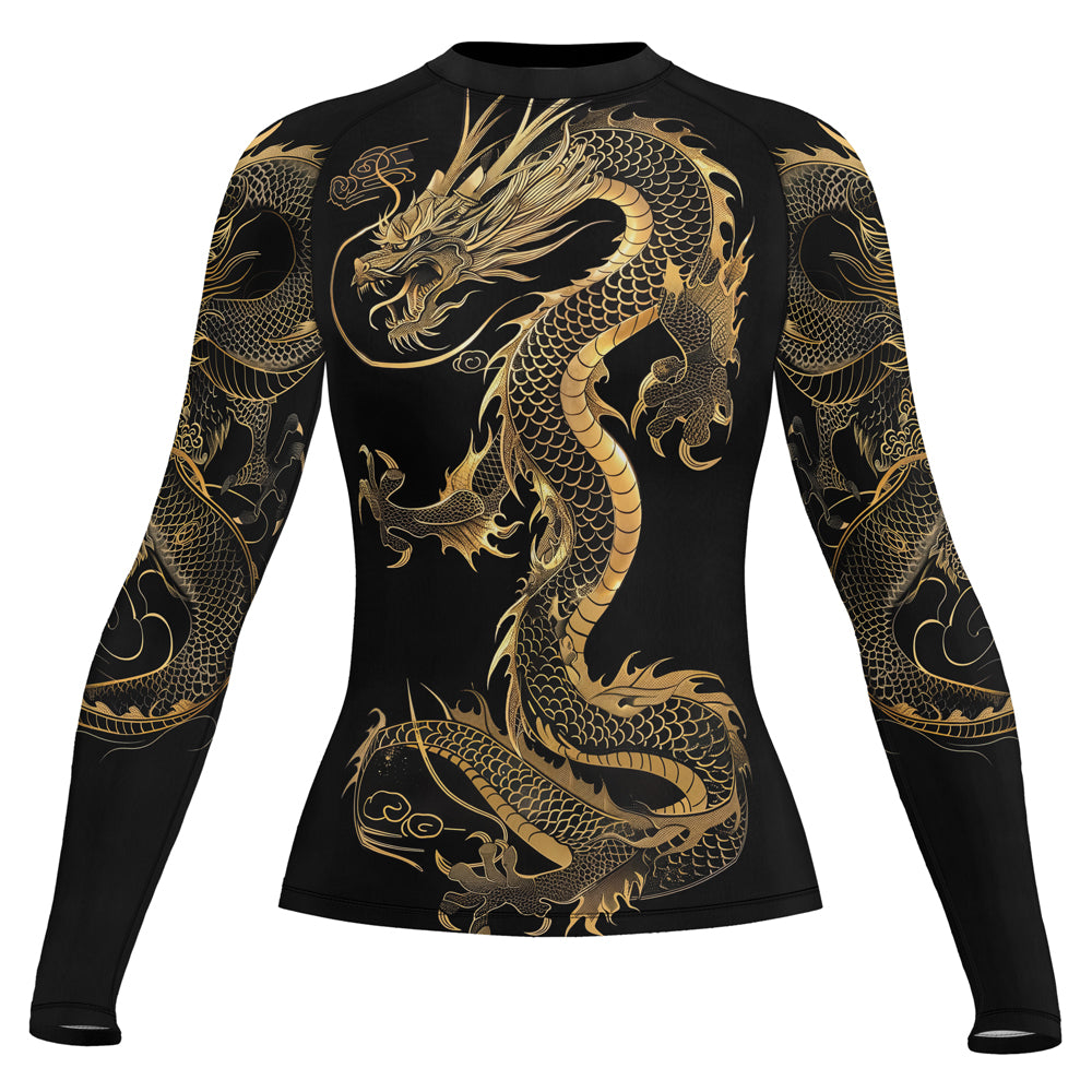Rashninja Golden Dragon Black Women's Long Sleeve Rash Guard
