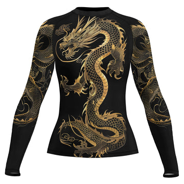 Rashninja Golden Dragon Black Women's Long Sleeve Rash Guard